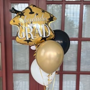 Arreglo de globo con helio Santo domingo Graduacion dorado