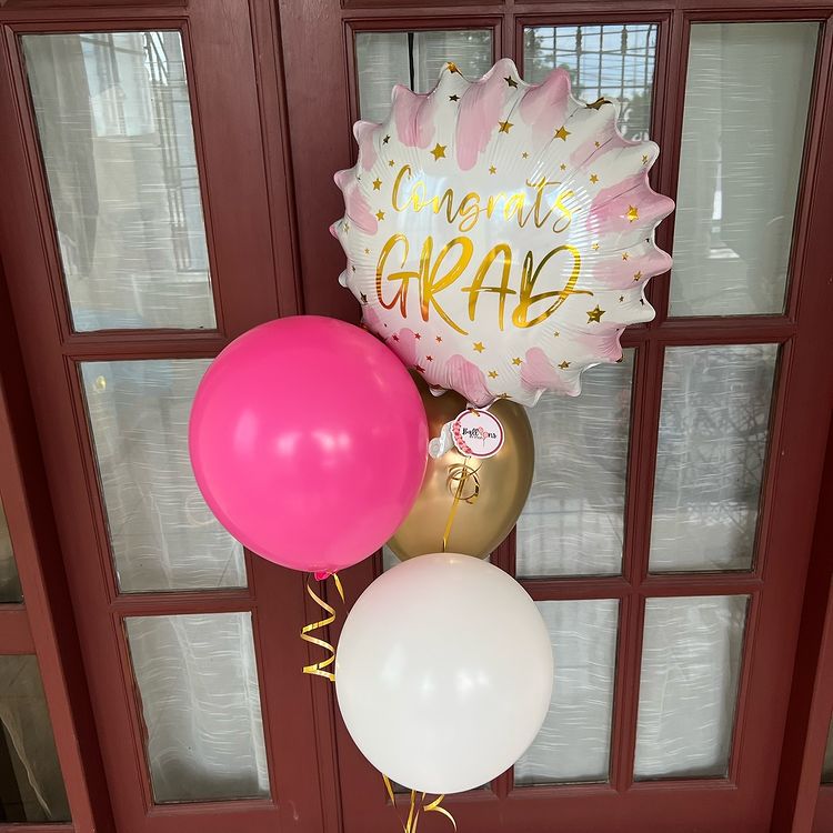 Arreglo de globo con helio Santo domingo Graduacion rosado