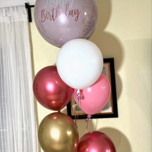 Arreglo de globos con helio en santo domingo - Orbz HBD pink