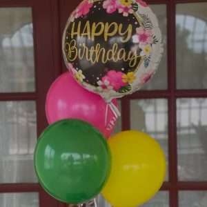 Arreglo de globos con helio - Globo Happy Birhtday flores