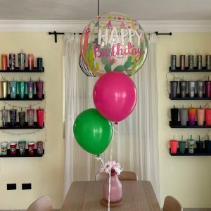 Arreglo de globos con helio - Globo Happy Birhtday llama doble cara